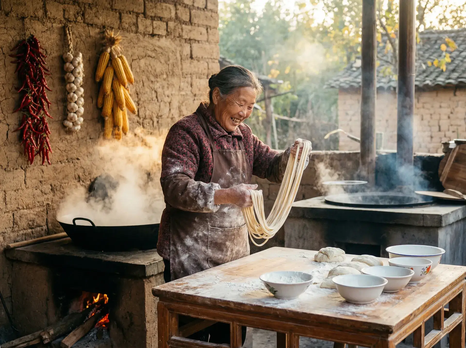 农家大嫂手擀面 - 中出图 乡村美食
